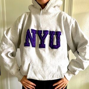 Incredible RARE vintage NYU Heathered Grey Sweatshirt Hoodie